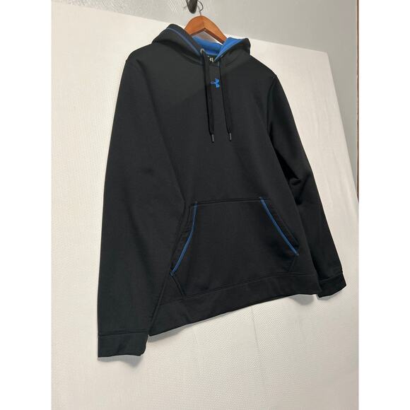 Under Armour Men's Loose Fit Hoodie Black Blue Long Sleeve Sweatshirt Medium - Picture 4 of 9